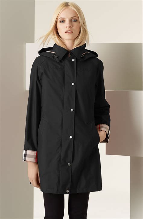 burberry womens black rain coat|burberry women's raincoat with hood.